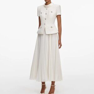 Self-Portrait cream Dress with pleated skirt